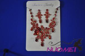 FJ0007Fashion  jewelryred shining necklace earrings