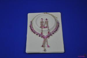 FJ0003pink jewelry necklace earrings gemstone glittering