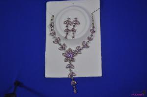 FJ0028pink-purple flower shape necklace earrings jewelry
