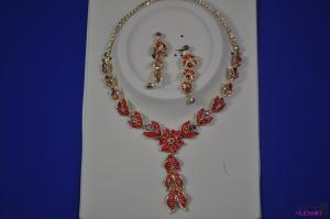 FJ0032orange and golden necklace earrings jewelry