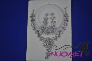 FJ0036fashion white crystal diamond elements necklace and earrings