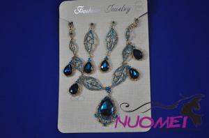 FJ0041dark blue with leaf shape and big diamond elements jewelry