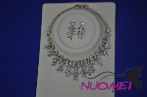 FJ0043white diamond bling-bling diamond necklace earrings