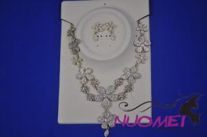 FJ0047fashion flower shape bling-bling jewelry necklace earrings