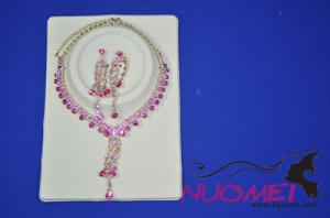 FJ0048golden chain pink bead shape necklace noble and bling-bling