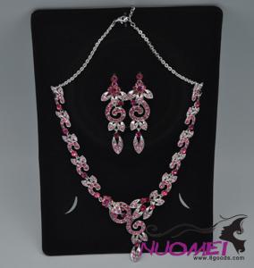FJ0052fashion pink and dark pink necklace and earrings jewelry