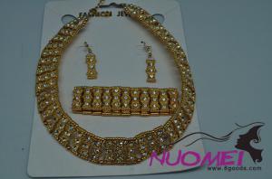 FJ0055Golden chain necklace with small diamond necklace earrings