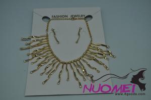 FJ0056Golden chain necklace and earrings jewelry