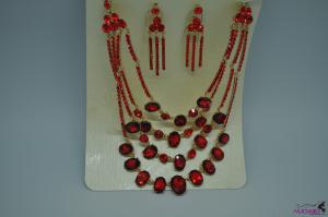 FJ0059fashion red droplet shape chain necklace earrings