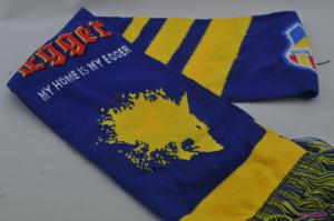 FS0019Fashion navy blue scarf with yellow stripe and red pattern