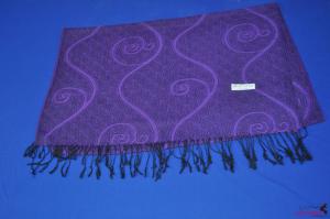 FS0030Fashion purple scarf with pattern and tassels  for woman