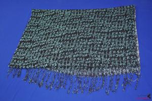 FS0045Fashion green scarf with black letter and tassels