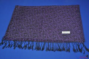 FS0048Fashion scarf with purple pattern and black tassels