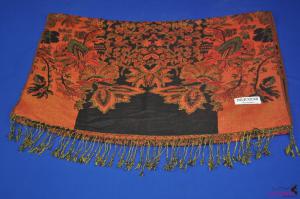 FS0052Fashion orange scarf with pattern leaf and flower