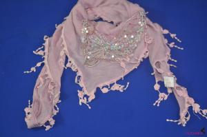 FS0058Fashion pink scarf with shining butterfly and tassels