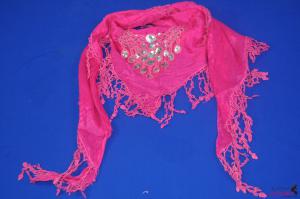 FS0059Fashion rose pink scarf with shining ornament and tassels