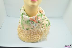 FS0065Fashion floral scarf with green pattern