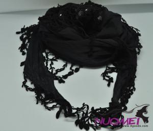 FS0072Fashion dark scarf with tassels