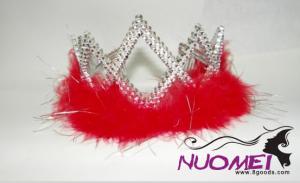 HT0044Crown with red fluff decoration for birthday and party