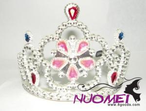 HT0045Crown with pink flower shape decoration for girls and birthday