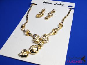 FJ0107Golden chain necklace and earrings jewelry