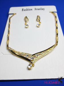 FJ0108Golden chain necklace and earrings jewelry