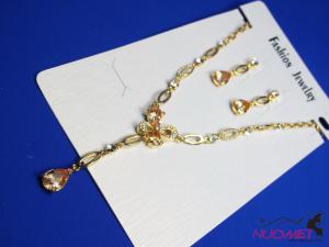 FJ0108Golden chain necklace and earrings jewelry