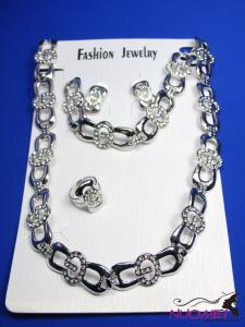 FJ0113White chain necklace and earrings jewelry