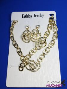 FJ0114Golden chain necklace and earrings jewelry