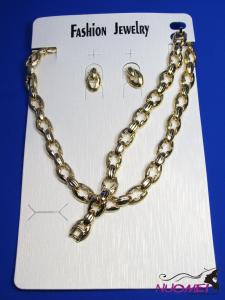 FJ0118Golden chain necklace and earrings jewelry