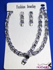 FJ0120Fashion White chain necklace and earrings jewelry