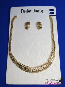 FJ0121Fashion Golden chain necklace and earrings jewelry