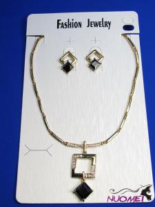 FJ0127Fashion Golden chain necklace and earrings jewelry