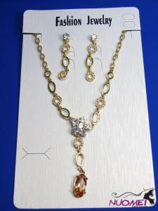 FJ0128Fashion Golden chain necklace and earrings jewelry