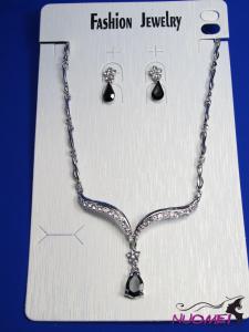 FJ0131Fashion White chain necklace and earrings jewelry