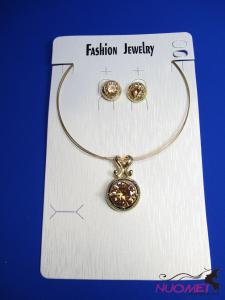FJ0135Fashion Golden chain necklace and earrings jewelry