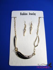 FJ0136Fashion Golden chain necklace and earrings jewelry