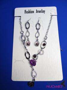FJ0138Fashion White chain necklace and earrings jewelry