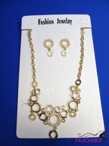 FJ0141Fashion Golden chain necklace and earrings jewelry