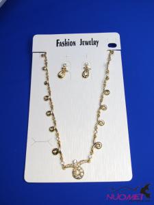 FJ0142Fashion Golden chain necklace and earrings jewelry