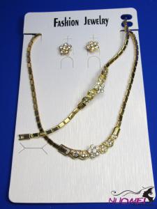 FJ0152Golden chain necklace and earrings jewelry