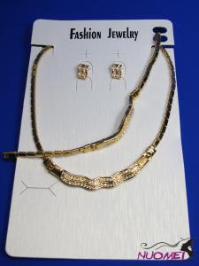FJ0153Golden chain necklace and earrings jewelry
