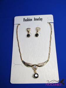 FJ0161Golden chain necklace and earrings jewelry