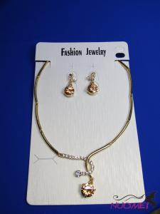 FJ0162Golden chain necklace and earrings jewelry