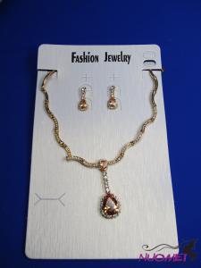 FJ0164Golden chain necklace and earrings jewelry
