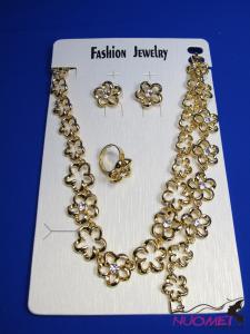 FJ0165Golden chain necklace and earrings jewelry