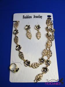 FJ0166Golden chain necklace and earrings jewelry