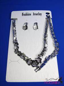 FJ0168White chain necklace and earrings jewelry