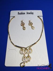 FJ0172Golden chain necklace and earrings jewelry