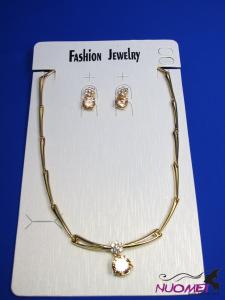FJ0173Golden chain necklace and earrings jewelry